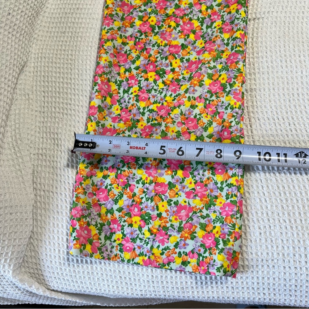 Vintage 70’s Flower Power Bright Floral Pants Trousers Straight Flare Leg Medium - Picture 4 of 16
